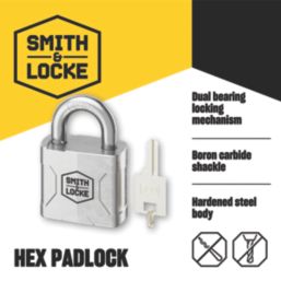 Smith & Locke  Steel  Water-Resistant   Padlock 55mm