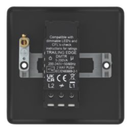LAP  1-Gang 2-Way LED Dimmer Switch  Matt Black with Colour-Matched Inserts