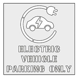 "Electric Vehicle Parking Only" with Symbol Floor Stencil