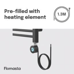 Flomasta 1000mm x 400mm 853BTU Black Flat Electric Towel Radiator
