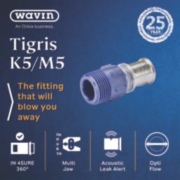 Wavin Tigris K5 Multi-Layer Composite Press-Fit Adapting Male Couplers 1" x 25mm 10 Pack