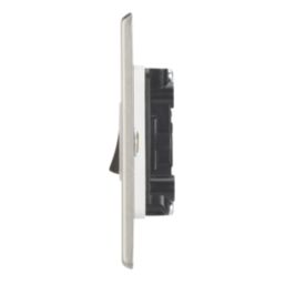 Contactum Iconic 10AX 1-Gang 1-Way Retractive Bell Switch Brushed Steel with White Inserts