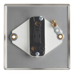 Contactum Iconic 10AX 1-Gang 1-Way Retractive Bell Switch Brushed Steel with White Inserts
