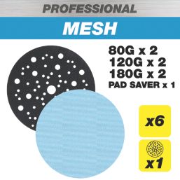 Trend Pro Mesh AB/150/M7/P 80 / 120 / 180 Grit Mesh Multi-Material Sanding Discs 150mm 7 Pack