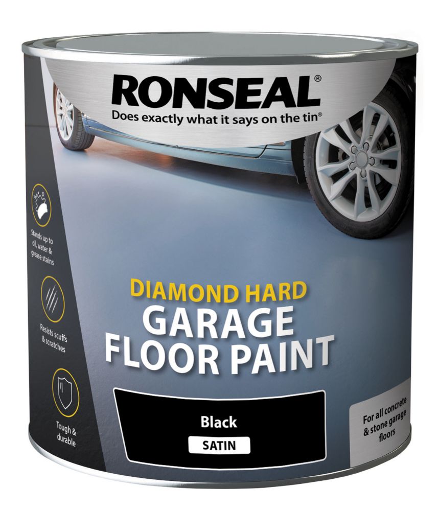 Ronseal 2.5Ltr Black Satin Heavy Duty Garage Floor Paint - Screwfix