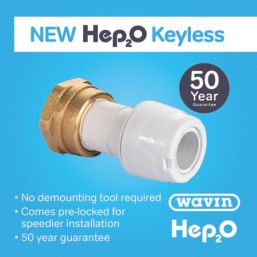 Hep2O  Plastic Push-Fit Straight Keyless Tap Connector 15mm x 3/4"