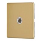 Contactum Lyric 1-Gang Female Coaxial TV Socket Brushed Brass with White Inserts