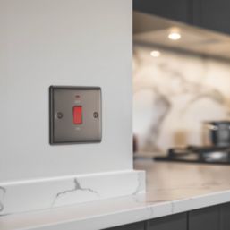 British General Nexus Metal 45A 1-Gang DP Cooker Switch Black Nickel with LED