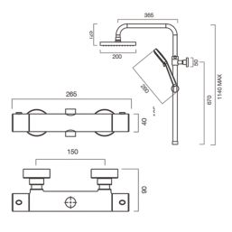 Meda Rear-Fed Exposed Chrome Thermostatic Push Button Mixer Shower