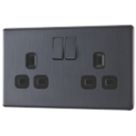 LAP  13A 2-Gang DP Switched Power Sockets Slate Grey  with Black Inserts 5 Pack