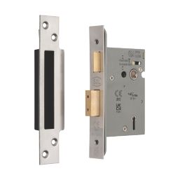 Smith & Locke Fire Rated  5 Lever Satin Nickel Architectural Sash Lock 76mm Case - 57mm Backset