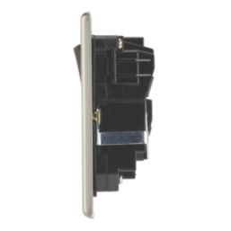 Contactum iConic 13A 1-Gang DP Switched Socket + 3.1A 15.5W 1-Outlet Type A & C USB Charger Brushed Stainless Steel with Black Inserts