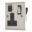 Contactum iConic 13A 1-Gang DP Switched Socket + 3.1A 15.5W 1-Outlet Type A & C USB Charger Brushed Stainless Steel with Black Inserts