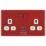 Arlec  13A 2-Gang SP Switched Socket + 4A 15W 2-Outlet Type A USB Charger Red with White Inserts