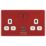 Arlec  13A 2-Gang SP Switched Socket + 4A 15W 2-Outlet Type A USB Charger Red with White Inserts