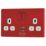Arlec  13A 2-Gang SP Switched Socket + 4A 15W 2-Outlet Type A USB Charger Red with White Inserts