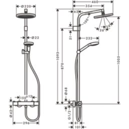 Hansgrohe Waterforms HP Rear-Fed Exposed Chrome Thermostatic Mixer Shower
