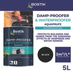 Bostik Aquaprufe Flexible Damp-Proofer & Waterproofer Black 5Ltr