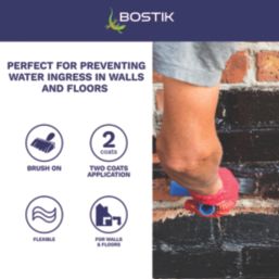 Bostik Aquaprufe Flexible Damp-Proofer & Waterproofer Black 5Ltr