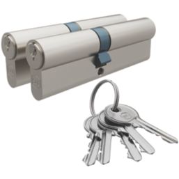 Smith & Locke 1 Star 6-Pin Euro Double Cylinder Locks 45-55 (100mm) Silver 2 Pack