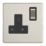 Contactum Lyric 13A 1-Gang DP Switched Socket Outlet Brushed Steel  with Black Inserts