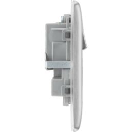 British General Nexus Metal 13A 2-Gang DP Switched Plug Socket Brushed Steel  with Graphite Inserts
