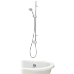 Aqualisa Smart Link Gravity-Pumped Ceiling-Fed Chrome Thermostatic Dual Outlet Exposed Smart Shower with Bath Filler with Adjustable Head