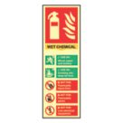 Photoluminescent "Fire Extinguisher Wet Chemical" Sign 100mm x 300mm