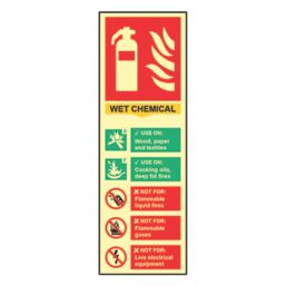 Essentials  Photoluminescent "Fire Extinguisher Wet Chemical" Sign 100mm x 300mm