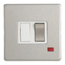 Contactum Lyric 13A Switched Fused Spur with Neon Brushed Steel with White Inserts