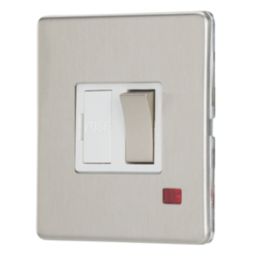 Contactum Lyric 13A Switched Fused Spur with Neon Brushed Steel with White Inserts