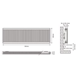 Flomasta 600mm x 1400mm 4542BTU White Type 11 Convector Radiator