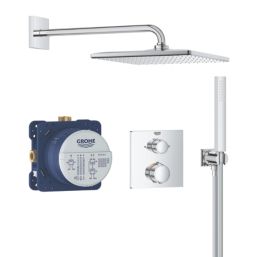 Grohe Precision 310 Square HP Rear-Fed Concealed Chrome Thermostatic Square Shower System