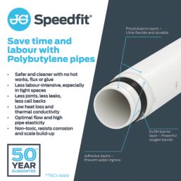 JG Speedfit 15BPB-25C Push-Fit Polybutylene Layflat Pipe 15mm x 25m White