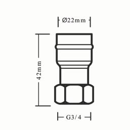 Flomasta  Copper Solder Ring Straight Tap Connectors 22mm x 3/4" 2 Pack
