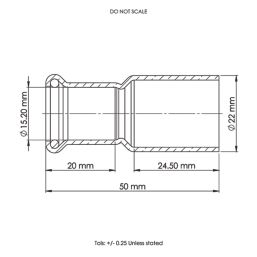 Flomasta  Copper Press-Fit M-Profile Reducer F 15mm x M 22mm 2 Pack