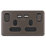 Schneider Electric Lisse Deco 13A 2-Gang SP Switched Socket + 2.1A 10.5W 2-Outlet Type A USB Charger Mocha Bronze with Black Inserts