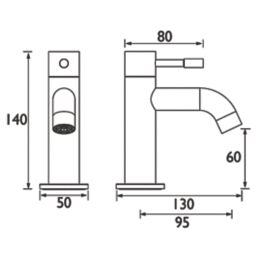 Bristan Mila Black 140mm Deck Mounted Lever 2 Tap Holes Bath Pillar Tap