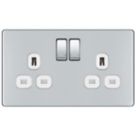 LAP  13A 2-Gang DP Switched Sockets Polished Chrome  with White Inserts 5 Pack