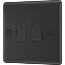 British General Nexus Metal 13A Switched Fused Spur  Matt Black with Colour-Matched Inserts