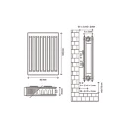 Flomasta 600mm x 400mm 1824BTU White Type 21 Convector Radiator
