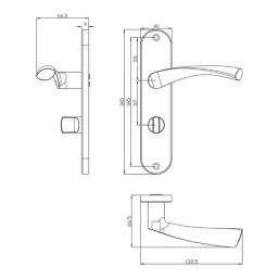 Cooke & Lewis Bude Fire Rated WC Lever on Backplate Handle Pair Matt Black