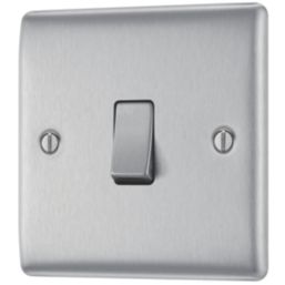 British General Nexus Metal 10AX 1-Gang Intermediate Switch Brushed Stainless Steel