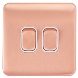 Schneider Electric Lisse Deco 10AX 2-Gang 2-Way Switch  Copper with White Inserts