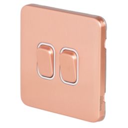 Schneider Electric Lisse Deco 10AX 2-Gang 2-Way Switch  Copper with White Inserts