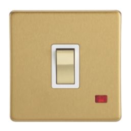 Contactum Lyric 20A 1-Gang DP Control Switch Brushed Brass with Neon with White Inserts