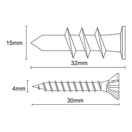 Easyfix  Self-Drill Plasterboard Fixings Nylon 32mm 100 Pack