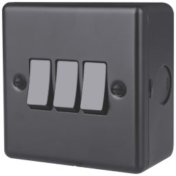 British General  20A 16AX 3-Gang 2-Way Metal Clad Light Switch