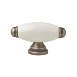 Elite Knobs & Handles Hampstead Porcelain Cabinet Knob Antique Pewter 60mm