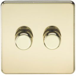 Knightsbridge  2-Gang 2-Way LED Intelligent Dimmer Switch  Polished Brass
